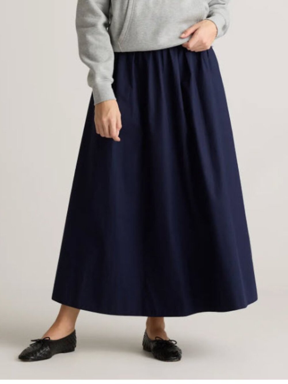 NWT Quince 100% Organic Cotton Poplin A-line Maxi Skirt, Size M, $198 Retail